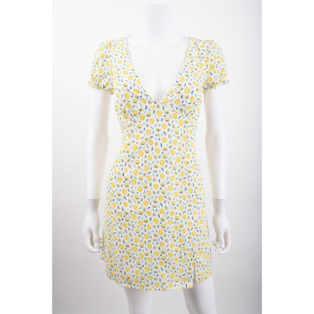 Princess Polly Womens Kasey Mini Dress Size US 6 AU 10 Yellow Lemons Print NWT